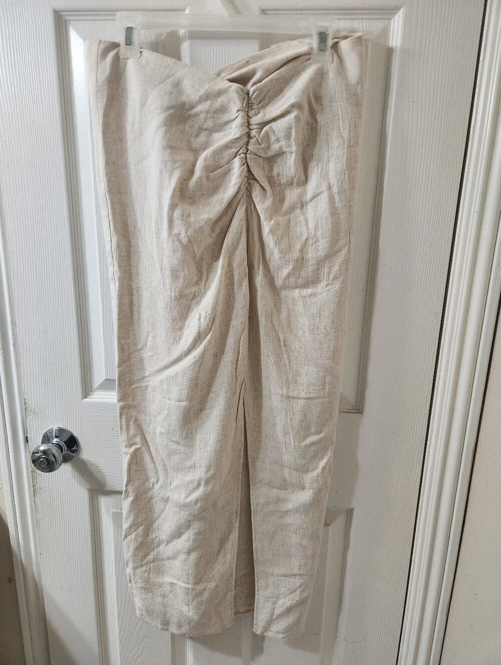 HYFVE Beige Side-Tie Linen-Blend Pencil Skirt